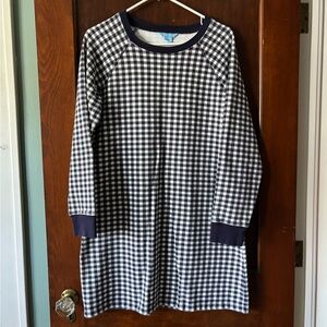 Draper James Navy and White Gingham Long Sleeve Dress